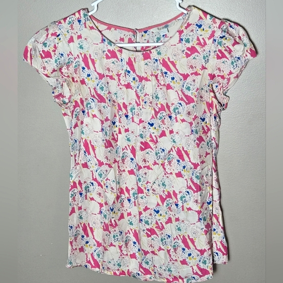 Boden Tops - Women's Boden Viscose & Silk Floral Short Sleeve Quiet Luxury Blouse, Size 8